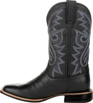 Men's Fashion High Tube Embroidery Retro Leather Boots Men's Wide-head Western Cowboy Boots Middle Tube Thick Boots
