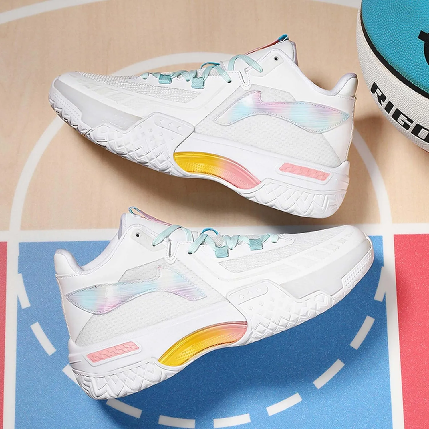 Men's Fluorescent Basketball Shoes Teenage Arch Support Fashion Sneakers Women's Anti-Slip Lightweight Sports High Top Basketball Running Fitness Tennis Athletic Shoes