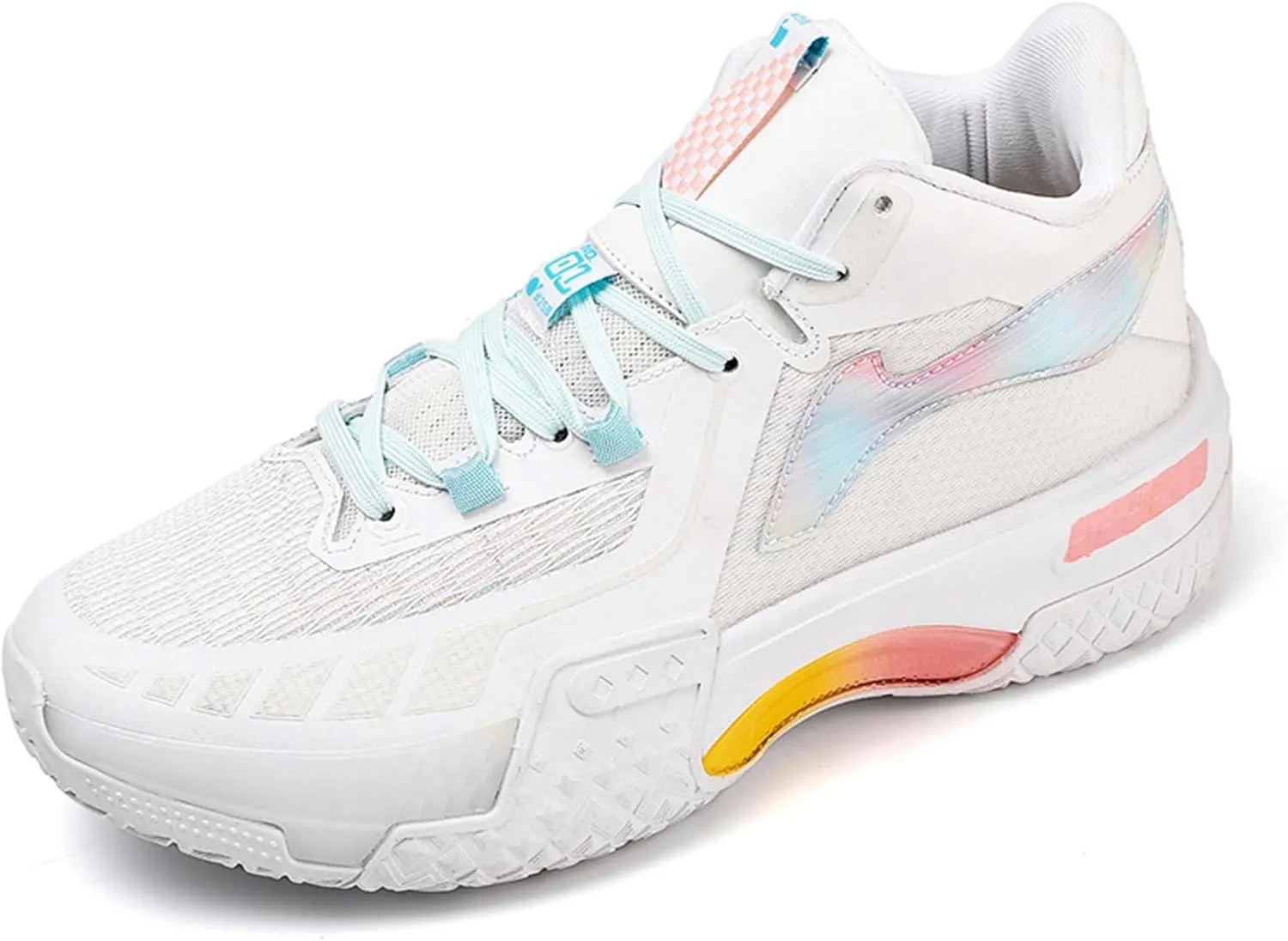 Men's Fluorescent Basketball Shoes Teenage Arch Support Fashion Sneakers Women's Anti-Slip Lightweight Sports High Top Basketball Running Fitness Tennis Athletic Shoes
