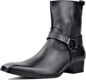 Men's Genuine Leather Ankle Glitter Stylish Fashion Chelsea Casual Walking Dress Boots with Zipper CD-JY015-R