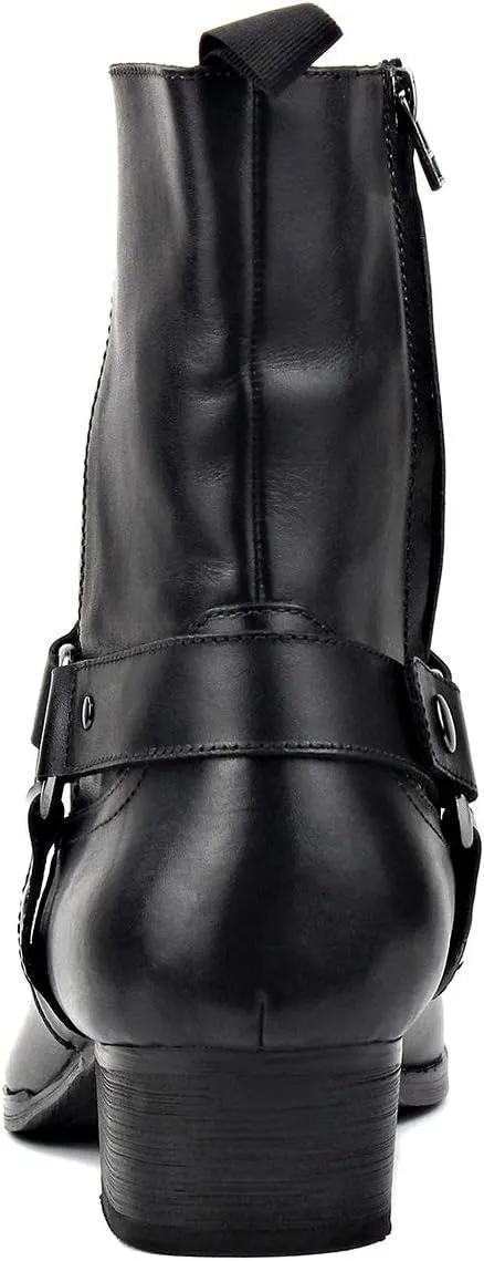 Men's Genuine Leather Ankle Glitter Stylish Fashion Chelsea Casual Walking Dress Boots with Zipper CD-JY015-R