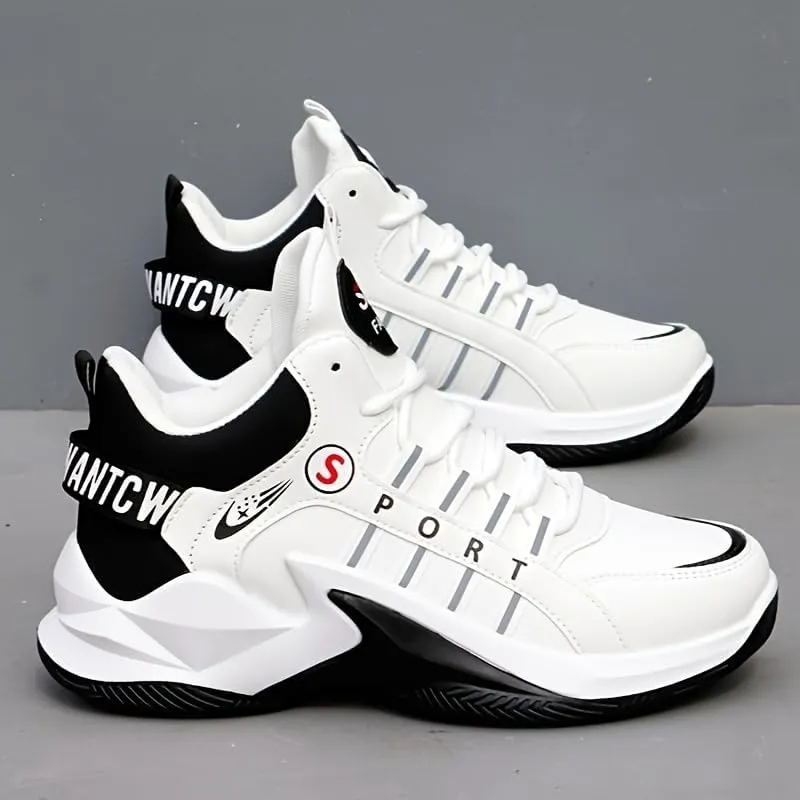 Men's Lace-up Sneakers, Shoes Athletic Shoes, Shock Absorbing and Breathable Shoes for Running Basketball Workout Gym
