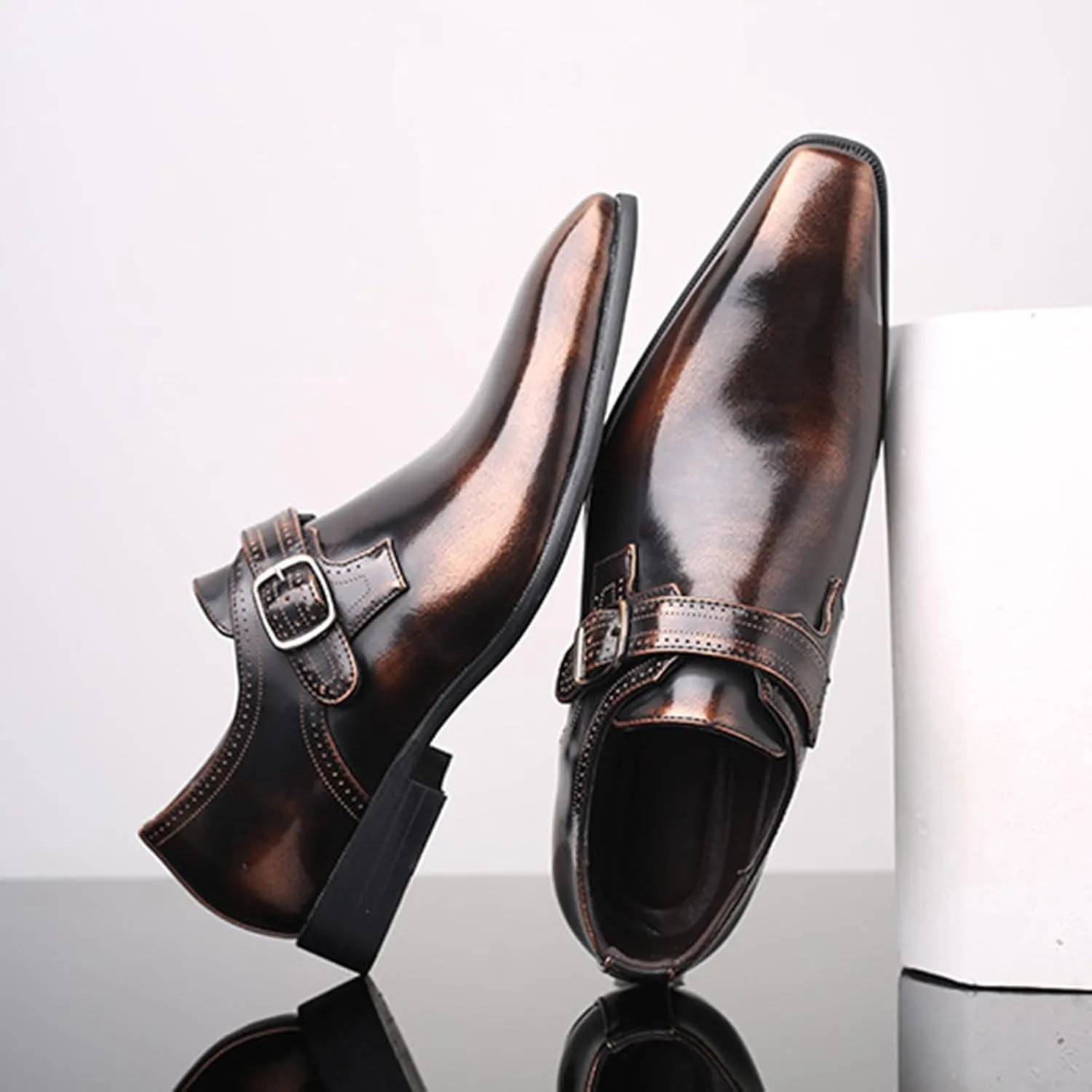 Men's Leather Dress Shoes Casual Slip-On Loafer Shoe Black Plain Oxford Footwear Workout Wedding Party Dressy