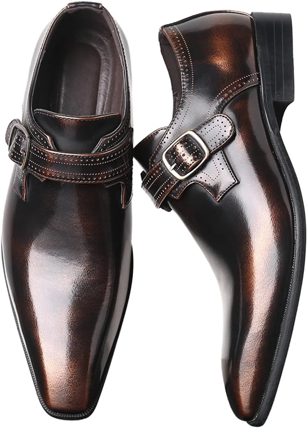 Men's Leather Dress Shoes Casual Slip-On Loafer Shoe Black Plain Oxford Footwear Workout Wedding Party Dressy