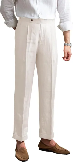 Men's Linen Pants Vintage Lightweight Premium Dress Pants for Men Spring Summer