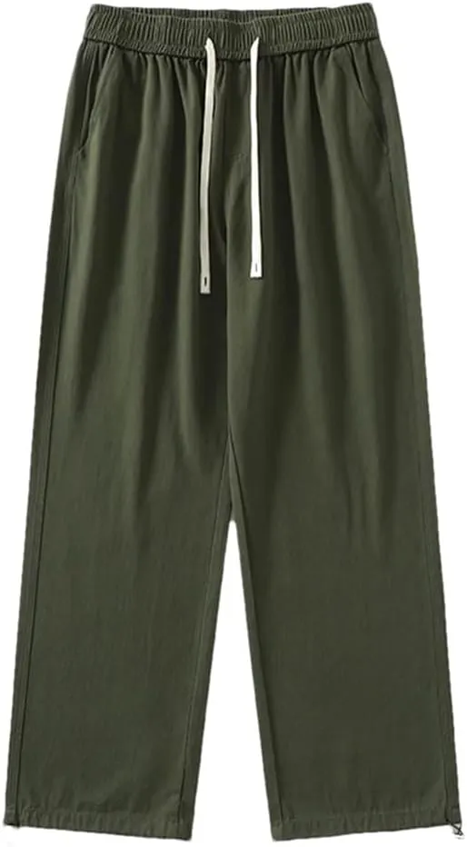 Men's Loose Fit Straight Leg Jogger Pants Elastic Waist Midweight Casual Sweatpants for Spring Autumn