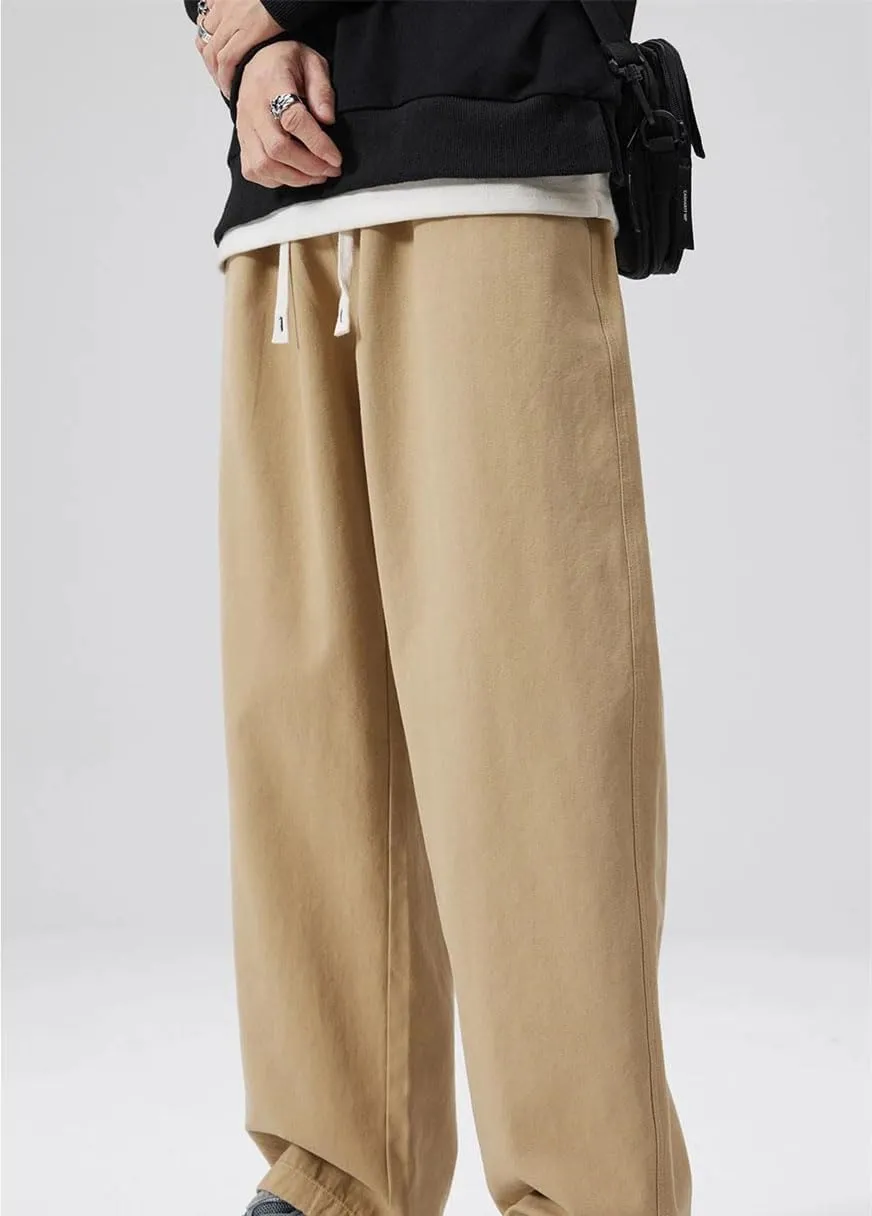 Men's Loose Fit Straight Leg Jogger Pants Elastic Waist Midweight Casual Sweatpants for Spring Autumn