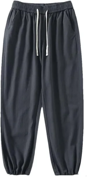 Men's Loose Fit Straight Leg Jogger Pants Elastic Waist Midweight Casual Sweatpants for Spring Autumn