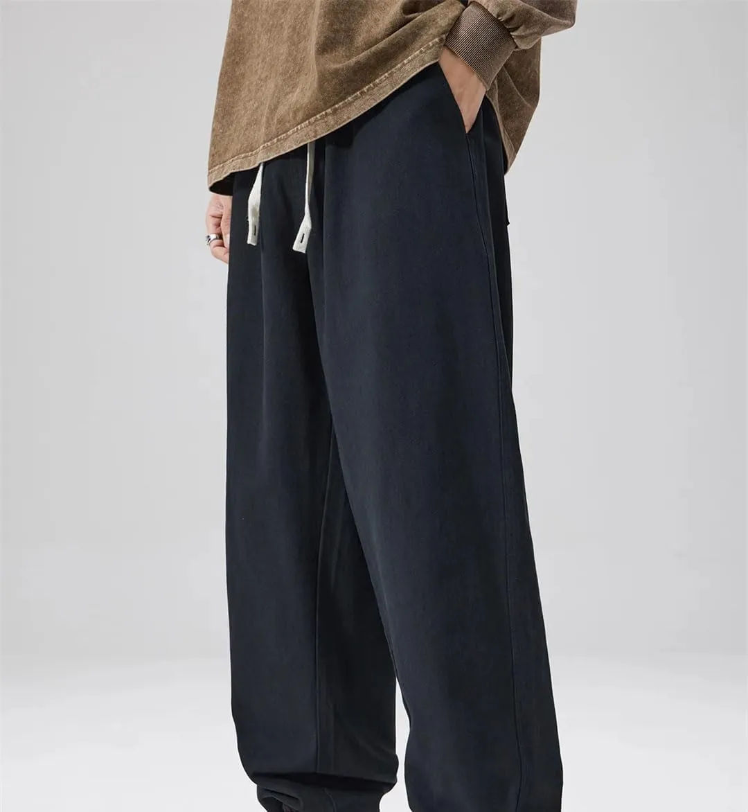 Men's Loose Fit Straight Leg Jogger Pants Elastic Waist Midweight Casual Sweatpants for Spring Autumn
