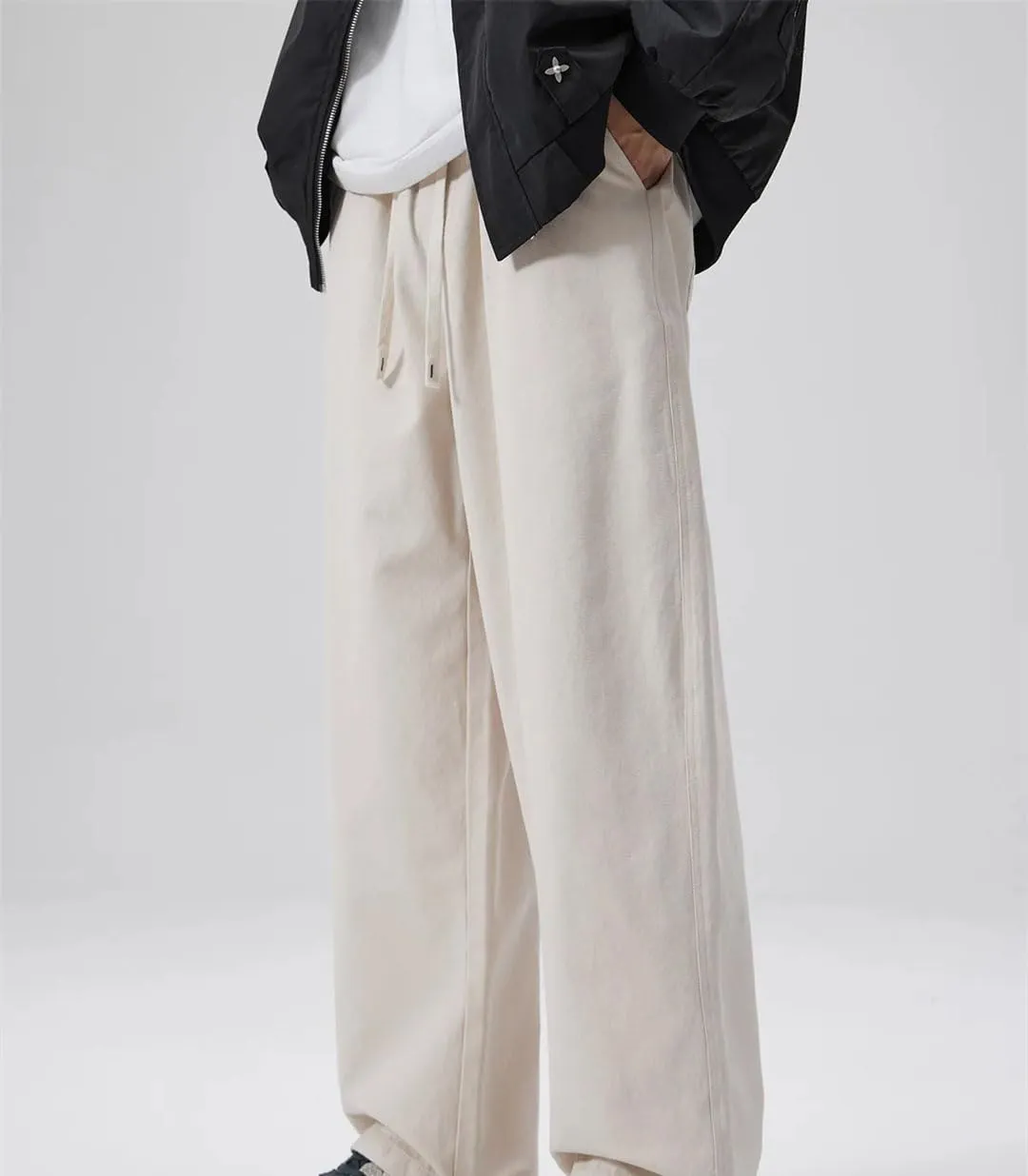 Men's Loose Fit Straight Leg Jogger Pants Elastic Waist Midweight Casual Sweatpants for Spring Autumn