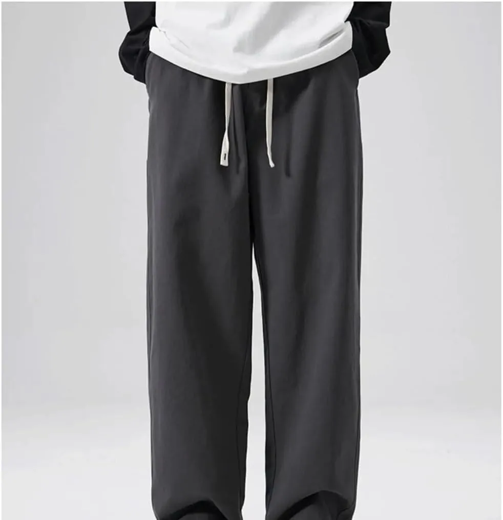 Men's Loose Fit Straight Leg Jogger Pants Elastic Waist Midweight Casual Sweatpants for Spring Autumn