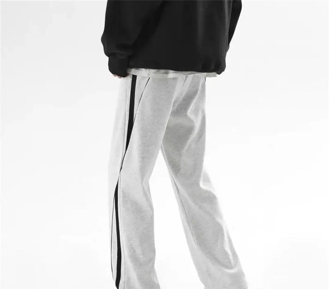 Men's Loose Fit Wide Leg Casual Pants Elastic Waist Midweight Straight Leg Sweatpants for Spring Autumn