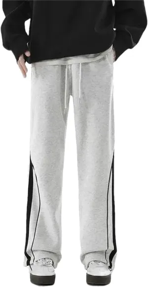 Men's Loose Fit Wide Leg Casual Pants Elastic Waist Midweight Straight Leg Sweatpants for Spring Autumn