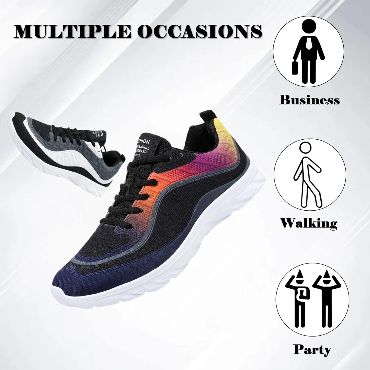 Men's Mesh Lace Up Soft Sole Fashion Sneakers Lightweight Comfortable Breathable Non-Slip Walking Running Casual Sports Shoes for Tennis Trainers