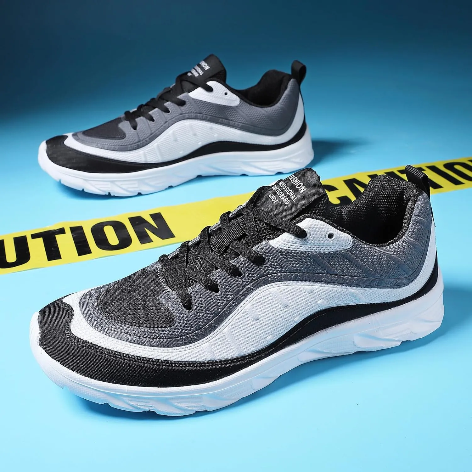 Men's Mesh Lace Up Soft Sole Fashion Sneakers Lightweight Comfortable Breathable Non-Slip Walking Running Casual Sports Shoes for Tennis Trainers