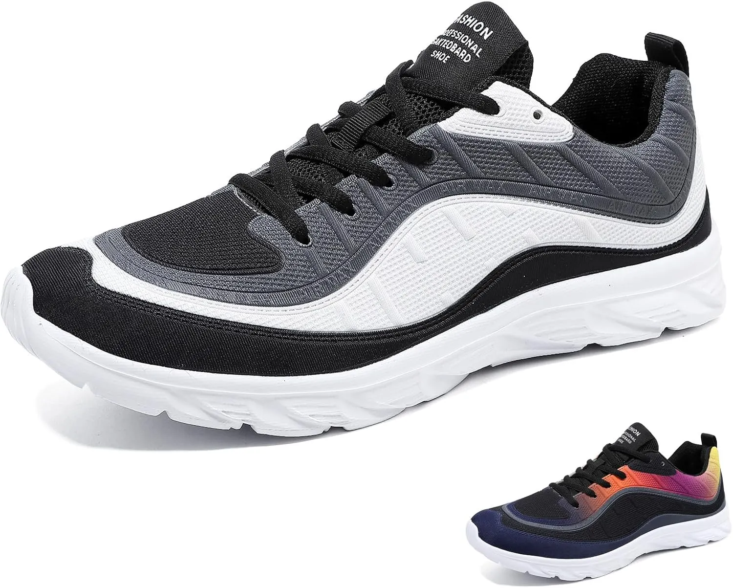 Men's Mesh Lace Up Soft Sole Fashion Sneakers Lightweight Comfortable Breathable Non-Slip Walking Running Casual Sports Shoes for Tennis Trainers