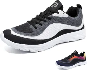 Men's Mesh Lace Up Soft Sole Fashion Sneakers Lightweight Comfortable Breathable Non-Slip Walking Running Casual Sports Shoes for Tennis Trainers