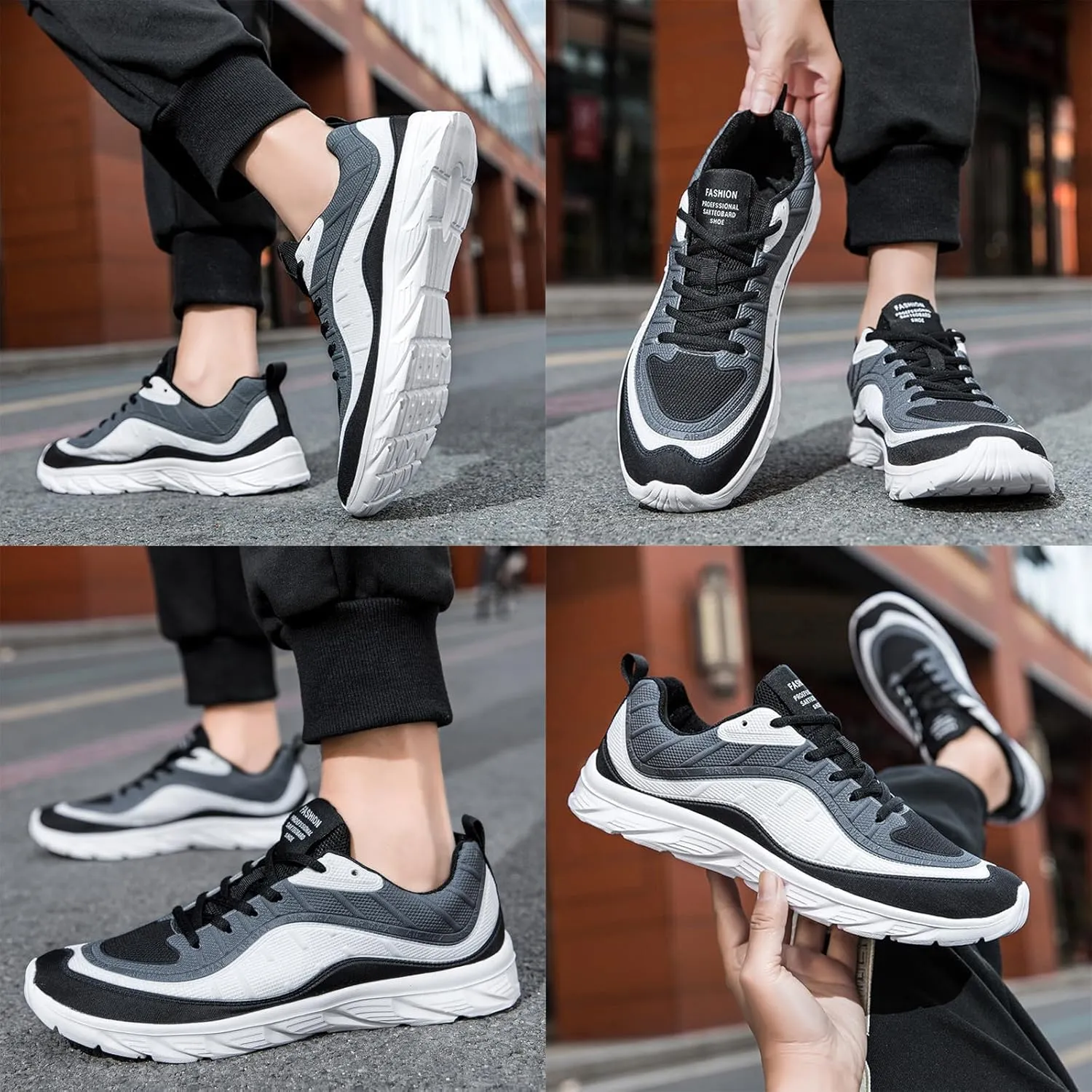 Men's Mesh Lace Up Soft Sole Fashion Sneakers Lightweight Comfortable Breathable Non-Slip Walking Running Casual Sports Shoes for Tennis Trainers