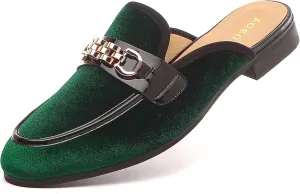 Mens Mules Mens Velvet Slippers, Flats Stylish Formal Wear Backless Loafers, Slip On Loafers Work Slides Casual Half Loafers Sandals Shoes