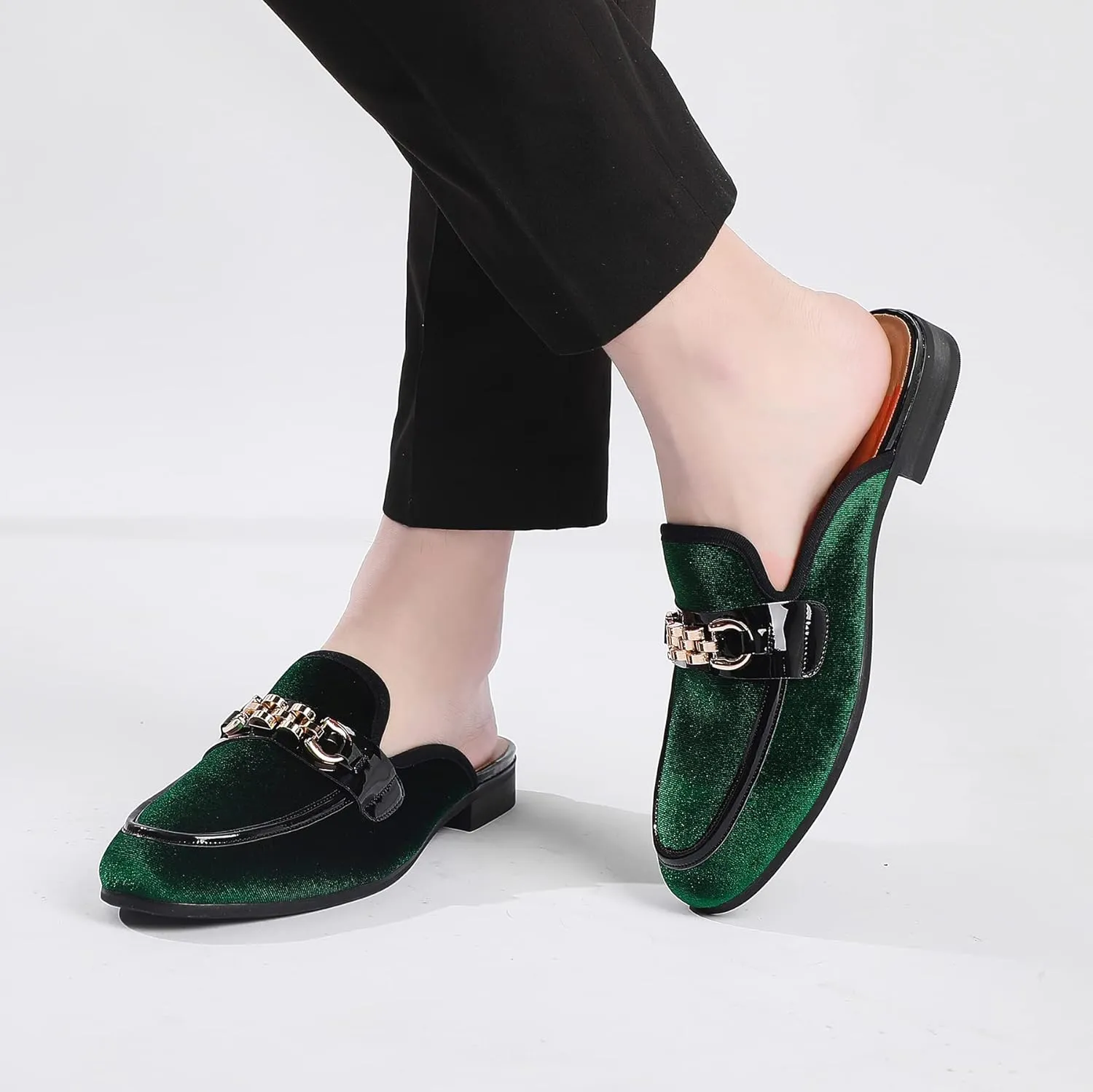 Mens Mules Mens Velvet Slippers, Flats Stylish Formal Wear Backless Loafers, Slip On Loafers Work Slides Casual Half Loafers Sandals Shoes