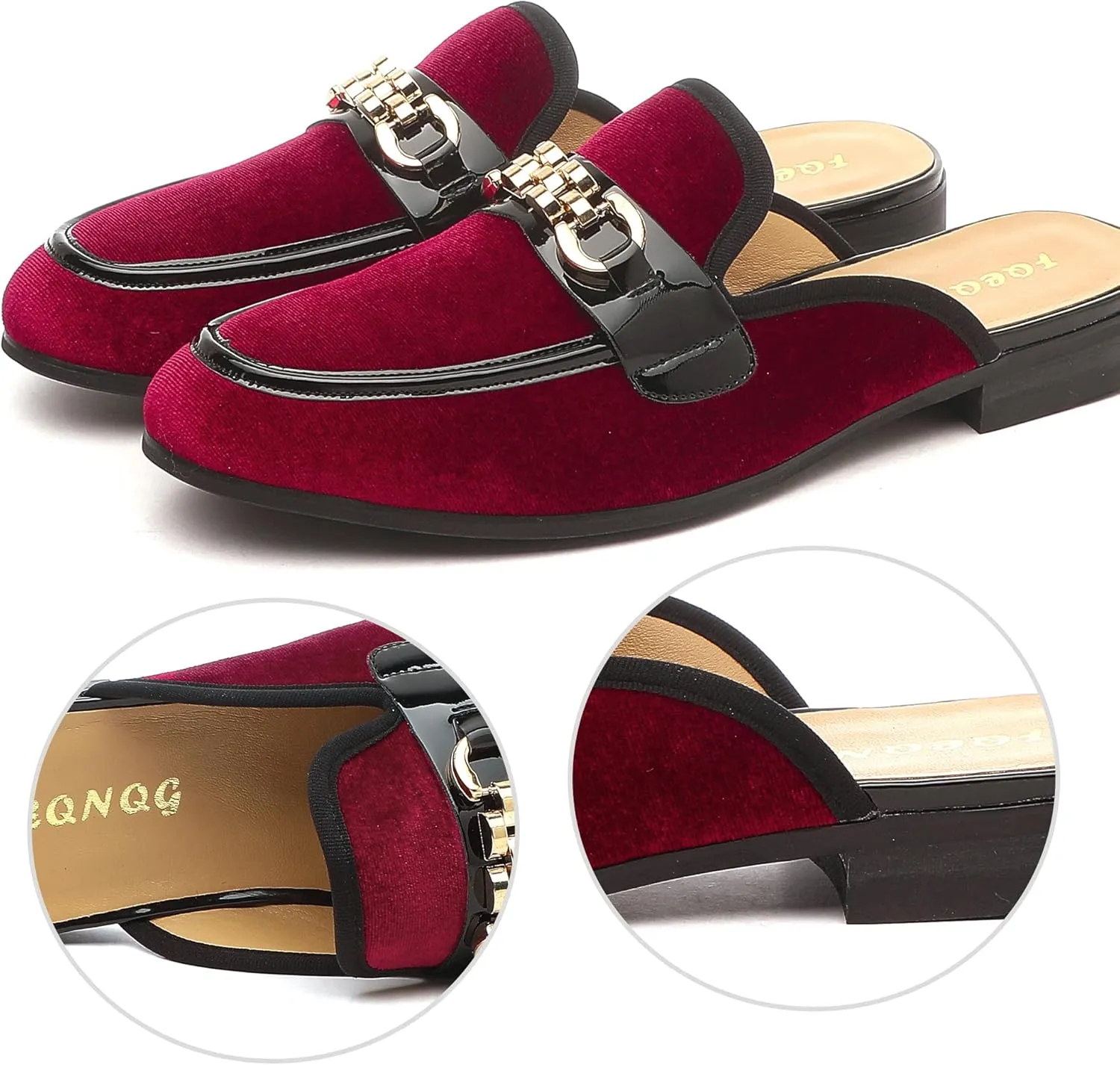 Mens Mules Mens Velvet Slippers, Flats Stylish Formal Wear Backless Loafers, Slip On Loafers Work Slides Casual Half Loafers Sandals Shoes
