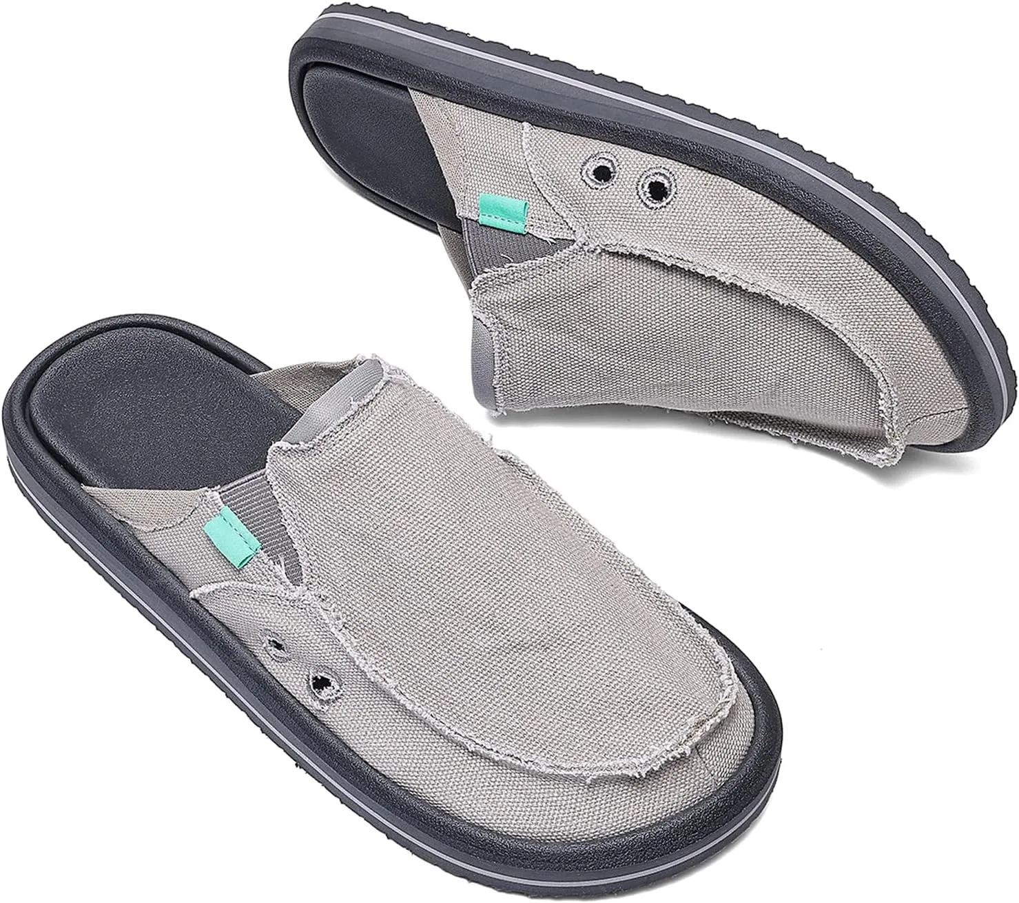 Mens Open Back Slip On Shoes Casual Canvas Slippers with Breathable Design Comfortable Outdoor Slide Shoes for Travel Walking Garden Everyday Wear