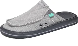 Mens Open Back Slip On Shoes Casual Canvas Slippers with Breathable Design Comfortable Outdoor Slide Shoes for Travel Walking Garden Everyday Wear