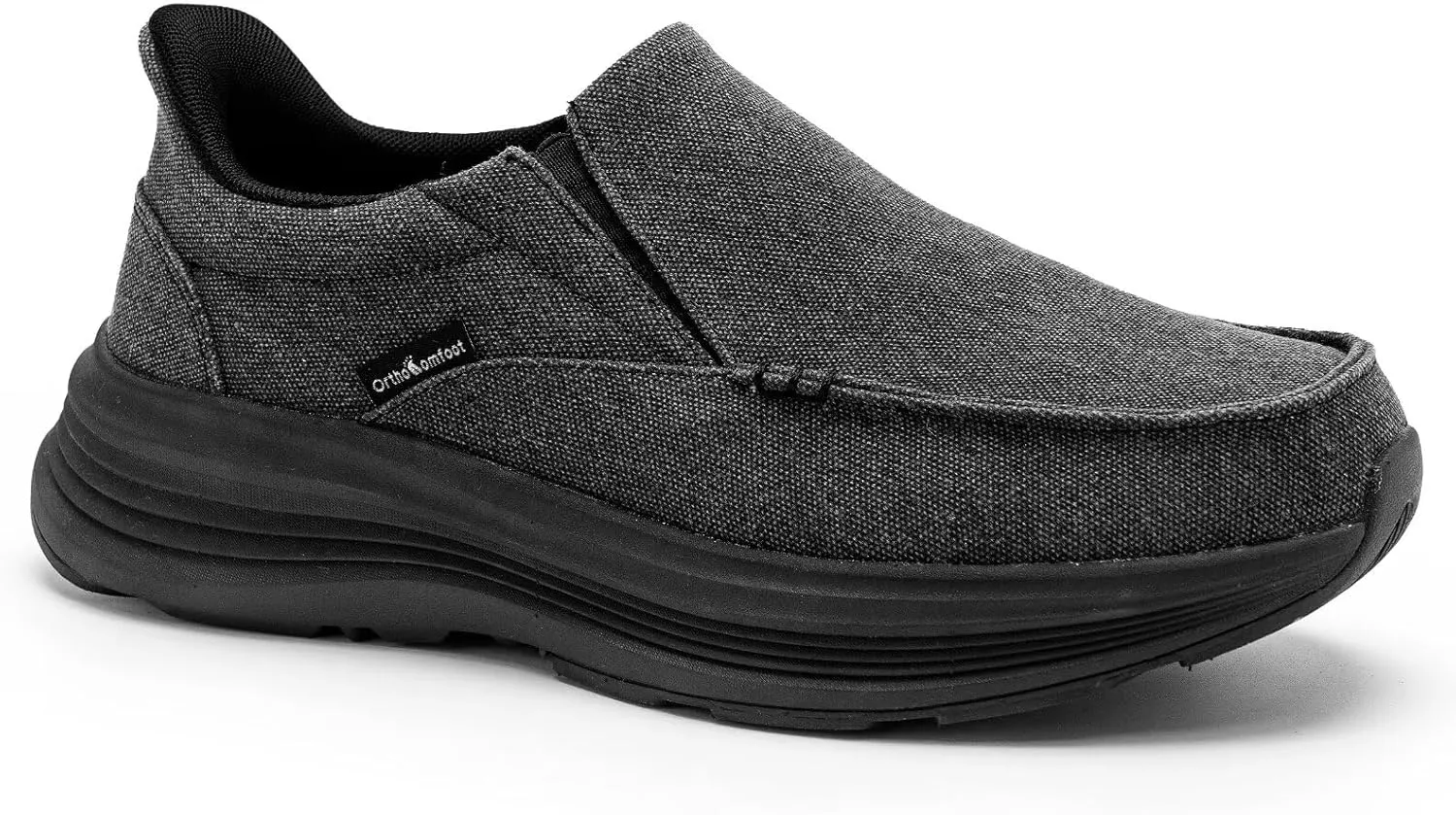 Men's Orthopedic Slip On Loafers with Arch Support: Comfortable Plantar Fasciitis Orthotic Shoes for Plantar Fasciitis, Canvas Thick Sole Walking Shoes for Foot and Heel Pain Relief