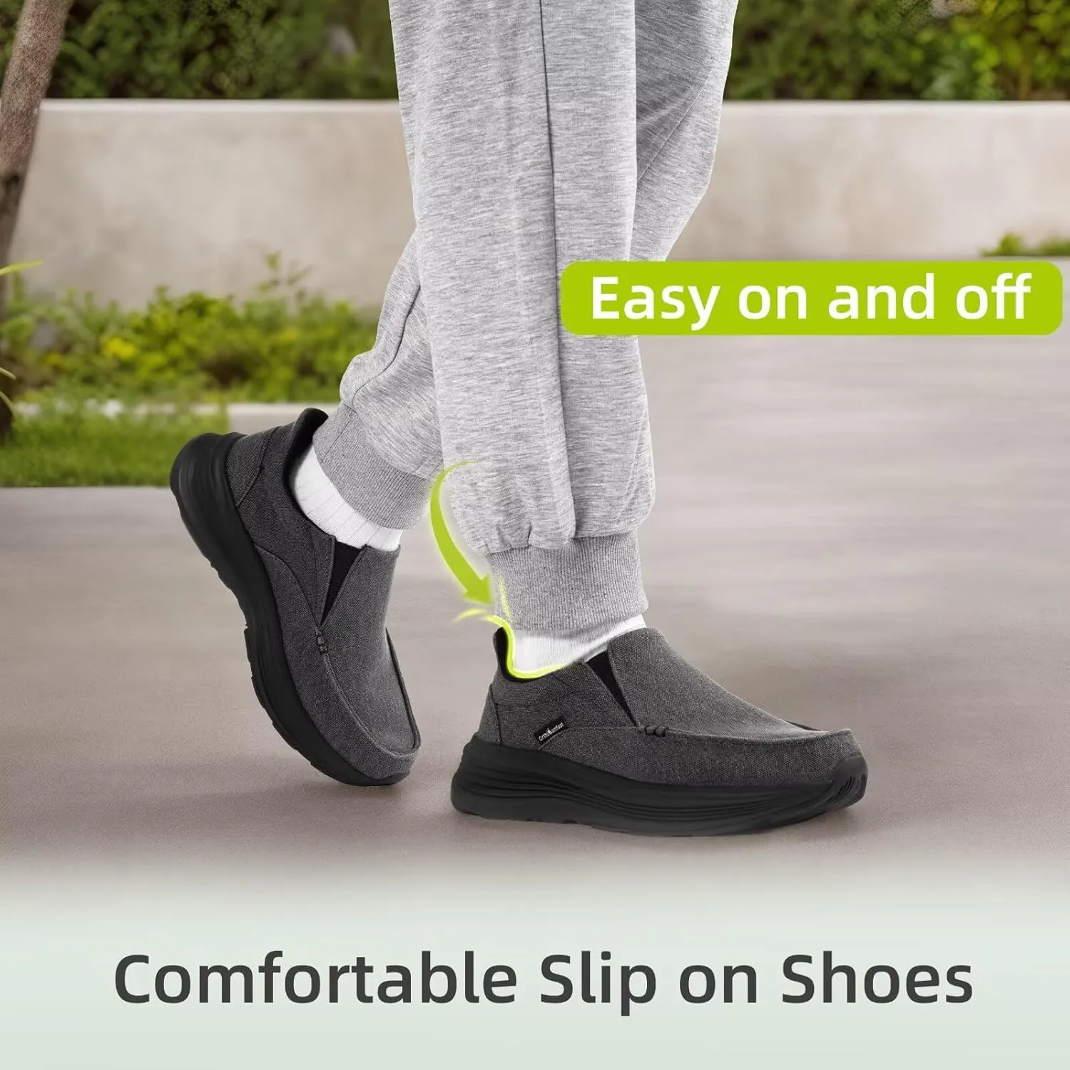 Men's Orthopedic Slip On Loafers with Arch Support: Comfortable Plantar Fasciitis Orthotic Shoes for Plantar Fasciitis, Canvas Thick Sole Walking Shoes for Foot and Heel Pain Relief