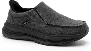 Men's Orthopedic Slip On Loafers with Arch Support: Comfortable Plantar Fasciitis Orthotic Shoes for Plantar Fasciitis, Canvas Thick Sole Walking Shoes for Foot and Heel Pain Relief