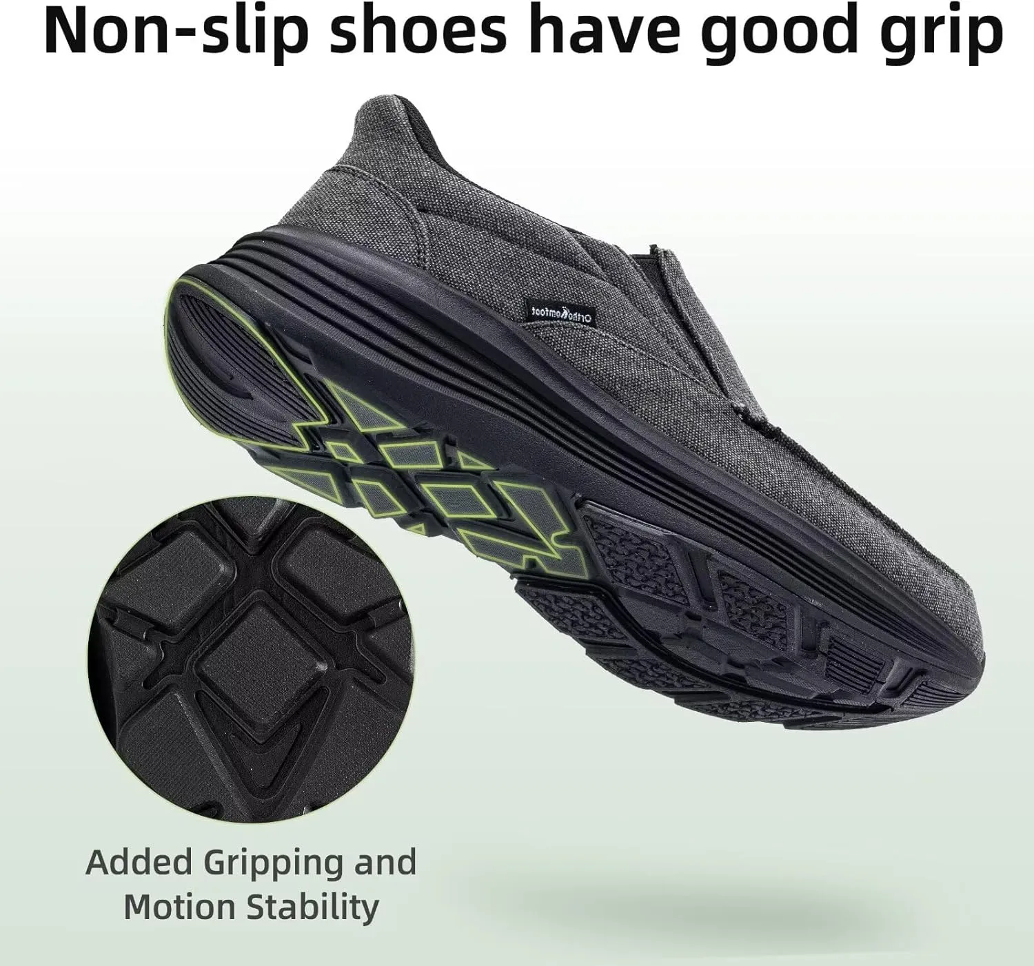 Men's Orthopedic Slip On Loafers with Arch Support: Comfortable Plantar Fasciitis Orthotic Shoes for Plantar Fasciitis, Canvas Thick Sole Walking Shoes for Foot and Heel Pain Relief