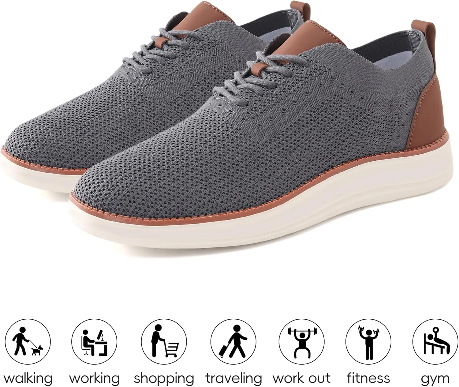 Mens Oxford Shoes, Comfortable Breathable Mesh Upper Fashion Dress Tennis Walking Sneakers Casual Lightweight Shoes for Men