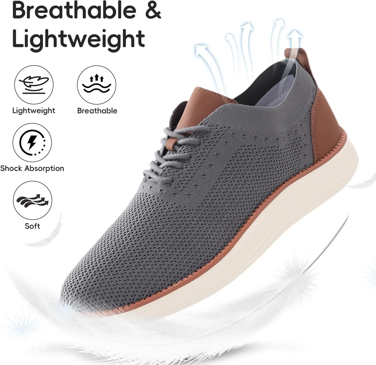 Mens Oxford Shoes, Comfortable Breathable Mesh Upper Fashion Dress Tennis Walking Sneakers Casual Lightweight Shoes for Men