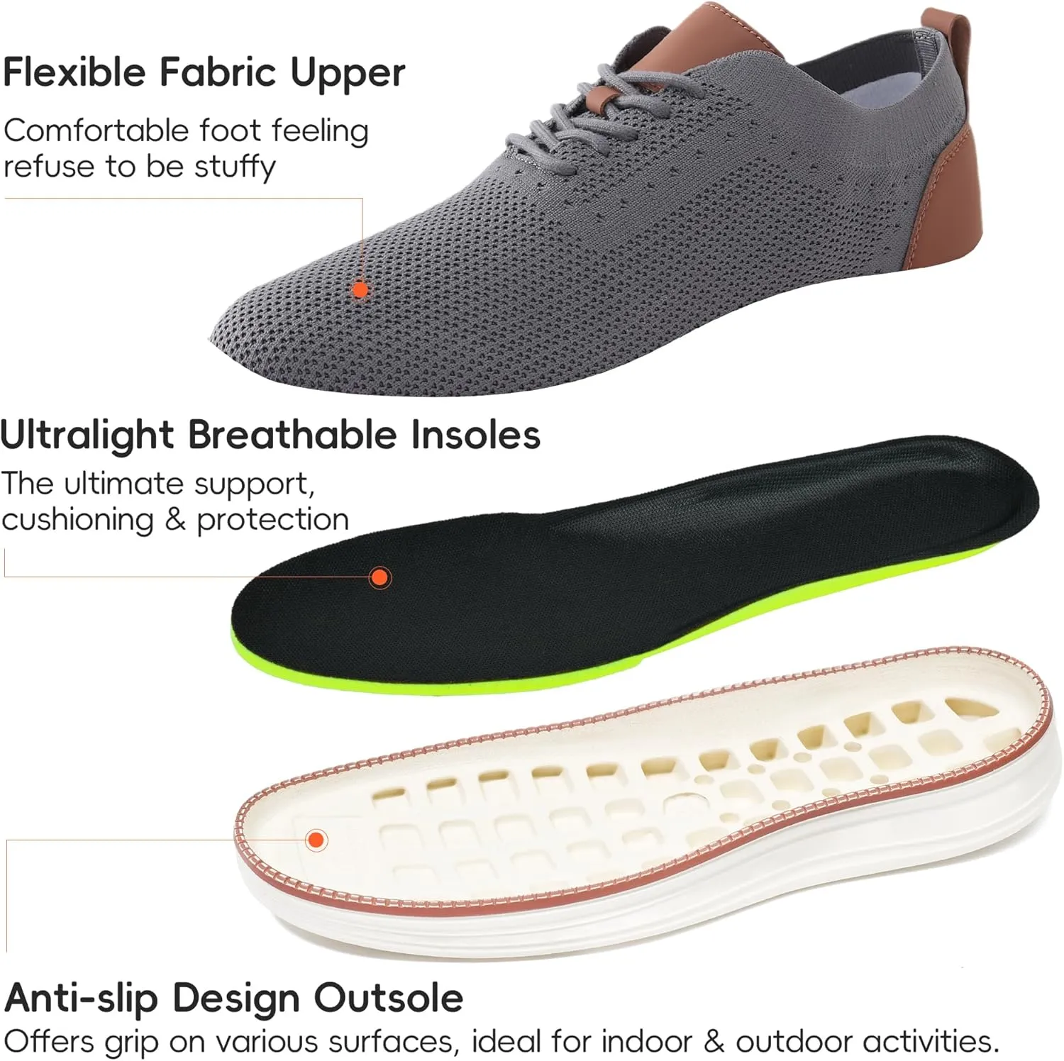 Mens Oxford Shoes, Comfortable Breathable Mesh Upper Fashion Dress Tennis Walking Sneakers Casual Lightweight Shoes for Men