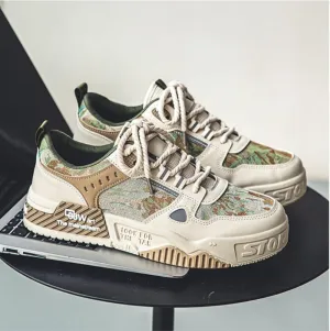 Men's Print Casual Fashion Sneakers - Non-Slip Lace-Up, Comfortable Breathable for Outdoor Activities and Skateboarding
