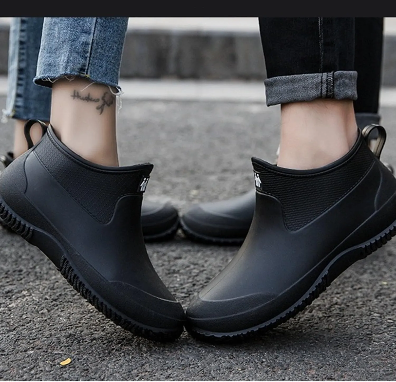 Mens Rain Boots, Ankle Deck Boots Waterproof for Men Anti-Slip Mud Shoes for Garden Outdoor Work Fishing Farming Gardening