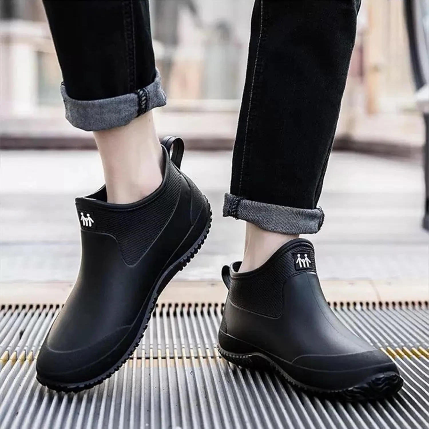 Mens Rain Boots, Ankle Deck Boots Waterproof for Men Anti-Slip Mud Shoes for Garden Outdoor Work Fishing Farming Gardening