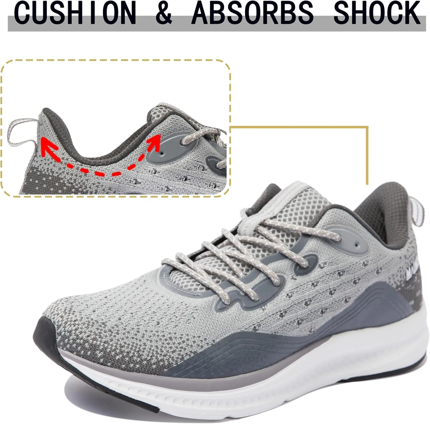 Men's Running Shoes Athletic Fashion Sneakers Non Slip Walking Tennis Shoes Gym All Black Size 7