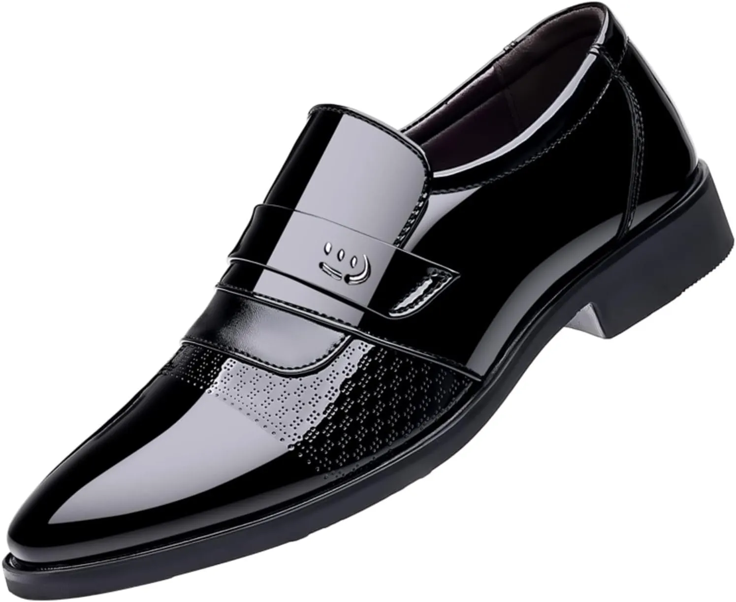 Mens Slip on Dress Shoes Patent Leather Shoes for Men with Arch Support Casual Dress Shoe Non Slip Business Formal Shoe Durbable Low Top Suit Boots Comfortable Office Footwear Man