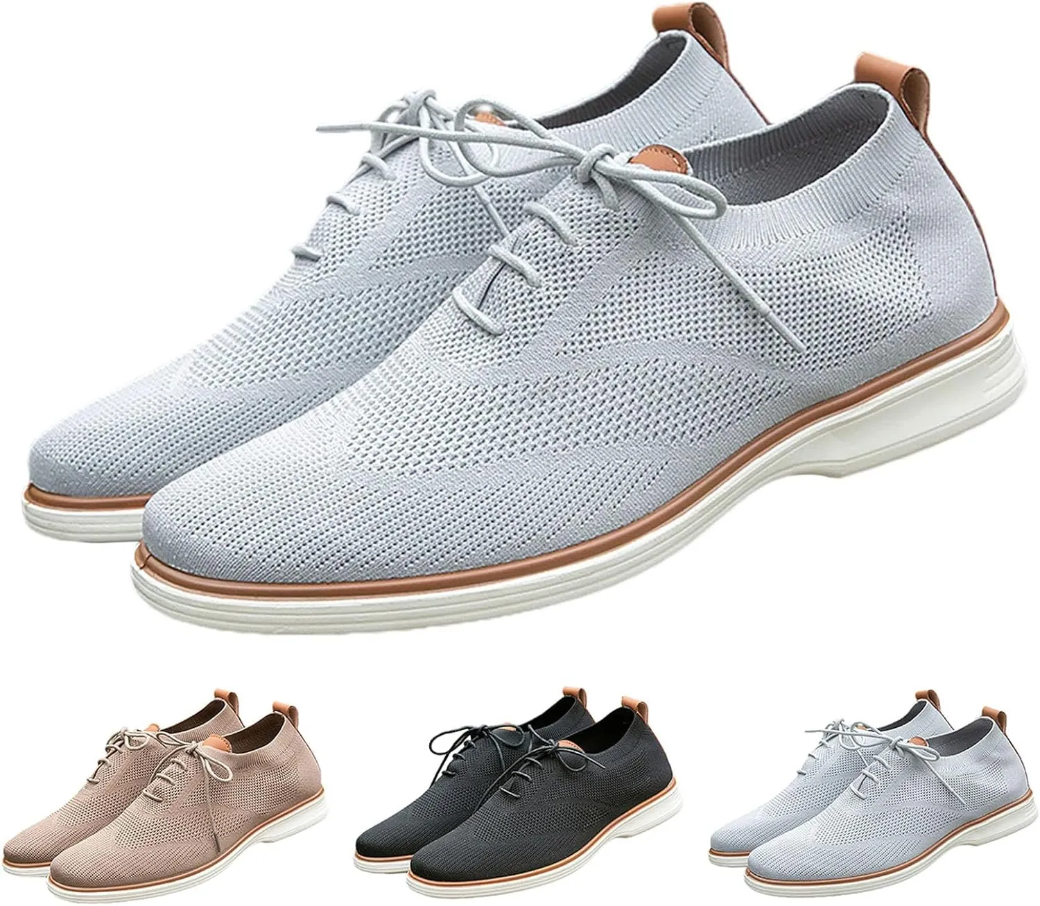 Mens Slip On Leisure Men Four Seasons Mesh Non Slip Flat Round Toe Breathable Lace Up Lazy Leisure Shoes