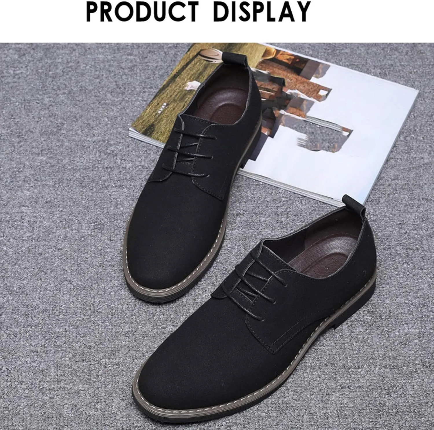 Men's Slip-On Loafer Shoes Fashion Office Dress Shoe Lace up Soft Lightweight Workout Hiking Footwear Orthopedic Flats