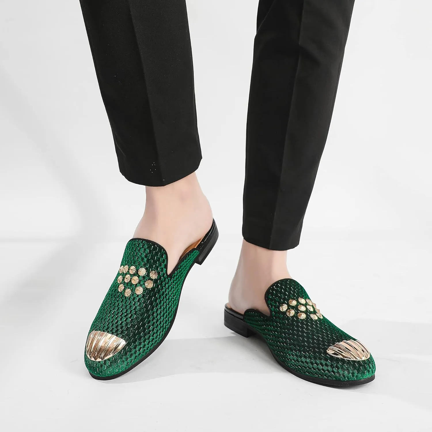 Men's Slip-on Mule Loafers, Fashion Breathable Leather Slip-on Shoes, Formal Wear Casual Backless Dress Slippers