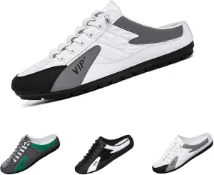 Men's Slip on Mule Sneakers,Men's Backless Sneakers, Closed Toe Half Drag Sneakers Anti-Slip Walking Shoes