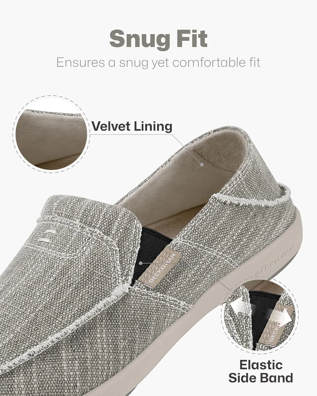Mens Slip On Shoes, Canvas Loafers with Arch Support, Orthopedic Casual Sneakers for Plantar Fasciitis, Indoor & Outdoor Walking Slippers Shoes for Pain Relief
