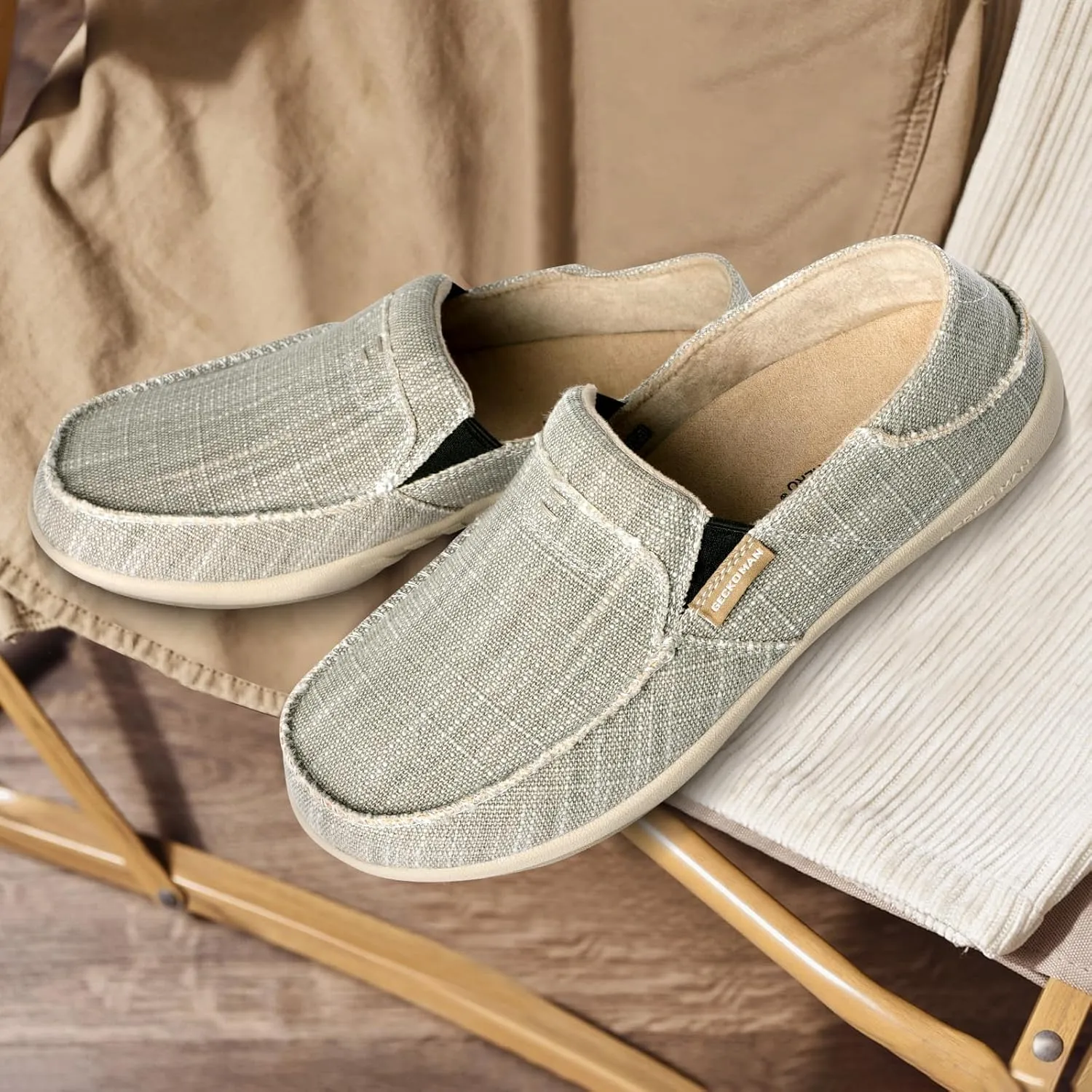 Mens Slip On Shoes, Canvas Loafers with Arch Support, Orthopedic Casual Sneakers for Plantar Fasciitis, Indoor & Outdoor Walking Slippers Shoes for Pain Relief