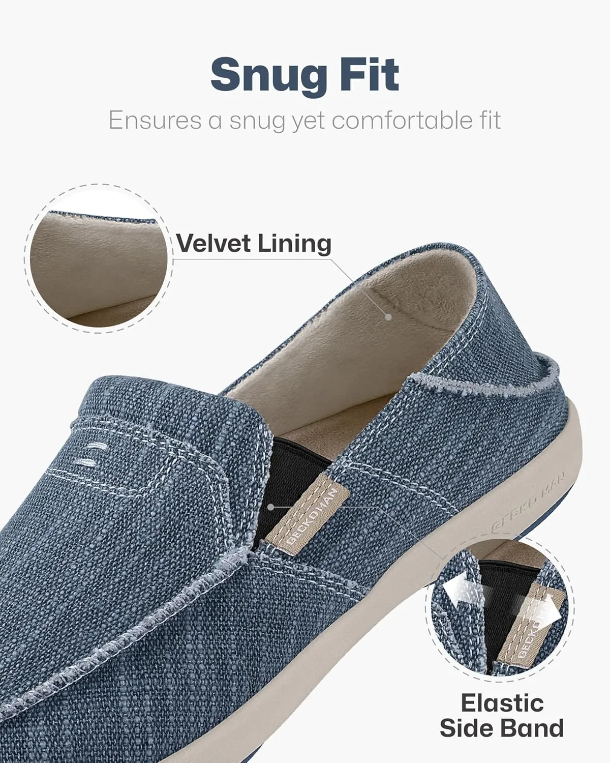 Mens Slip On Shoes, Canvas Loafers with Arch Support, Orthopedic Casual Sneakers for Plantar Fasciitis, Indoor & Outdoor Walking Slippers Shoes for Pain Relief
