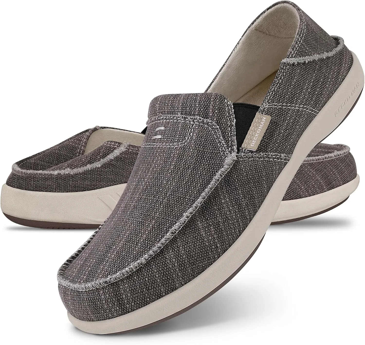 Mens Slip On Shoes, Canvas Loafers with Arch Support, Orthopedic Casual Sneakers for Plantar Fasciitis, Indoor & Outdoor Walking Slippers Shoes for Pain Relief