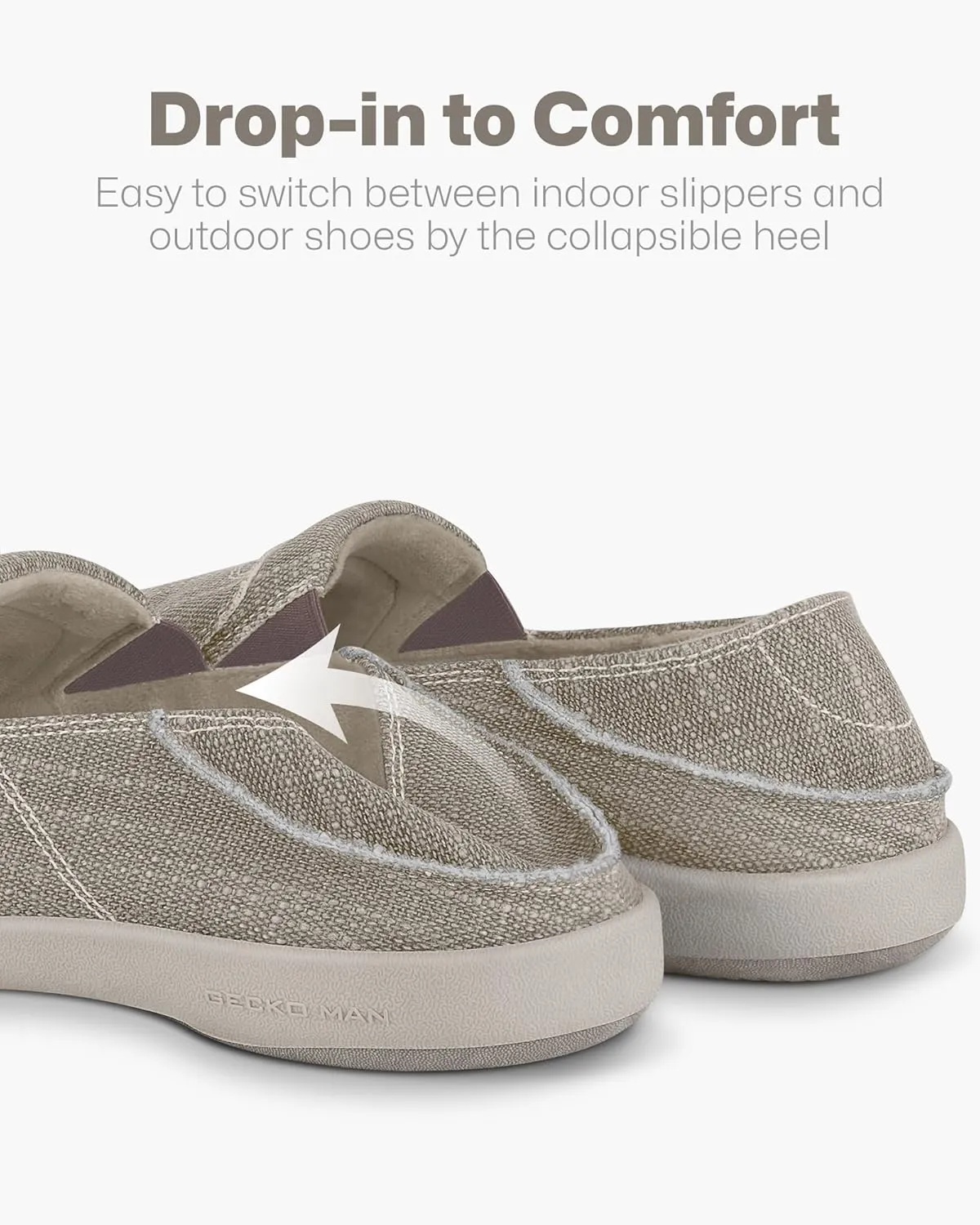 Mens Slip On Shoes, Canvas Loafers with Arch Support, Orthopedic Casual Sneakers for Plantar Fasciitis, Indoor & Outdoor Walking Slippers Shoes for Pain Relief