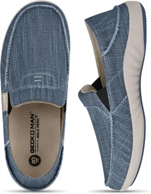 Mens Slip On Shoes, Canvas Loafers with Arch Support, Orthopedic Casual Sneakers for Plantar Fasciitis, Indoor & Outdoor Walking Slippers Shoes for Pain Relief