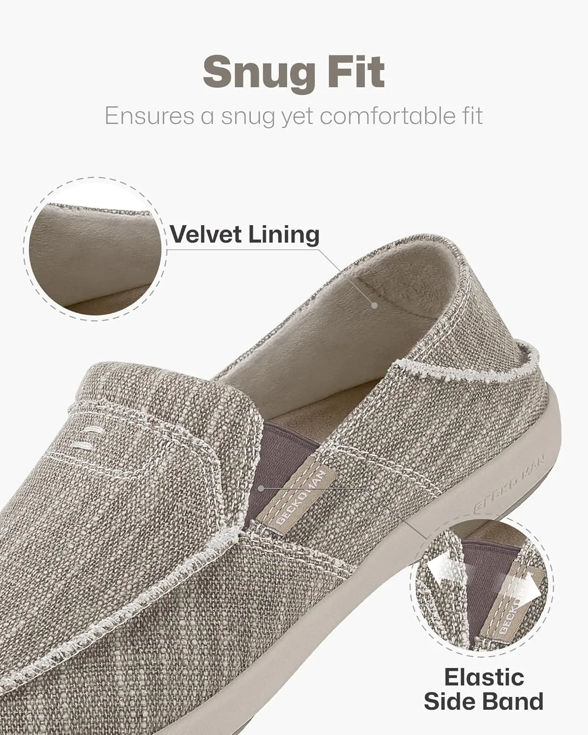Mens Slip On Shoes, Canvas Loafers with Arch Support, Orthopedic Casual Sneakers for Plantar Fasciitis, Indoor & Outdoor Walking Slippers Shoes for Pain Relief